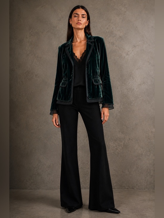 J. Crew Jackets & Blazers - J. Crew silk blend velvet and chiffon dark green blazer. Size 8